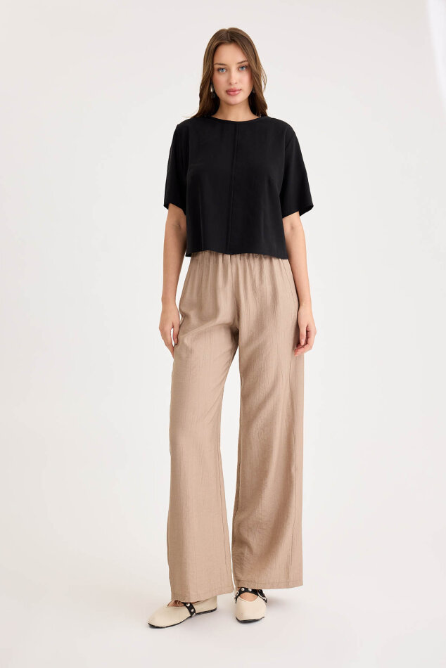 Beli Lastikli Geniş Paça Pantolon - 18