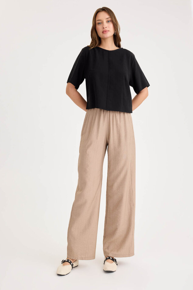 Beli Lastikli Geniş Paça Pantolon - 19