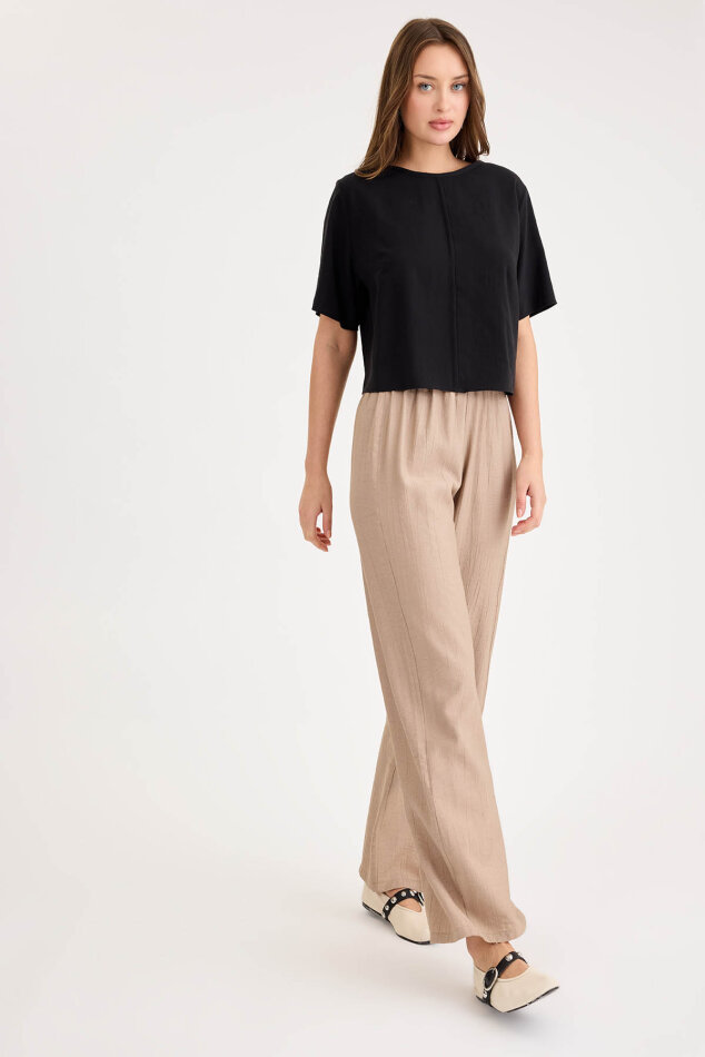 Beli Lastikli Geniş Paça Pantolon - 20