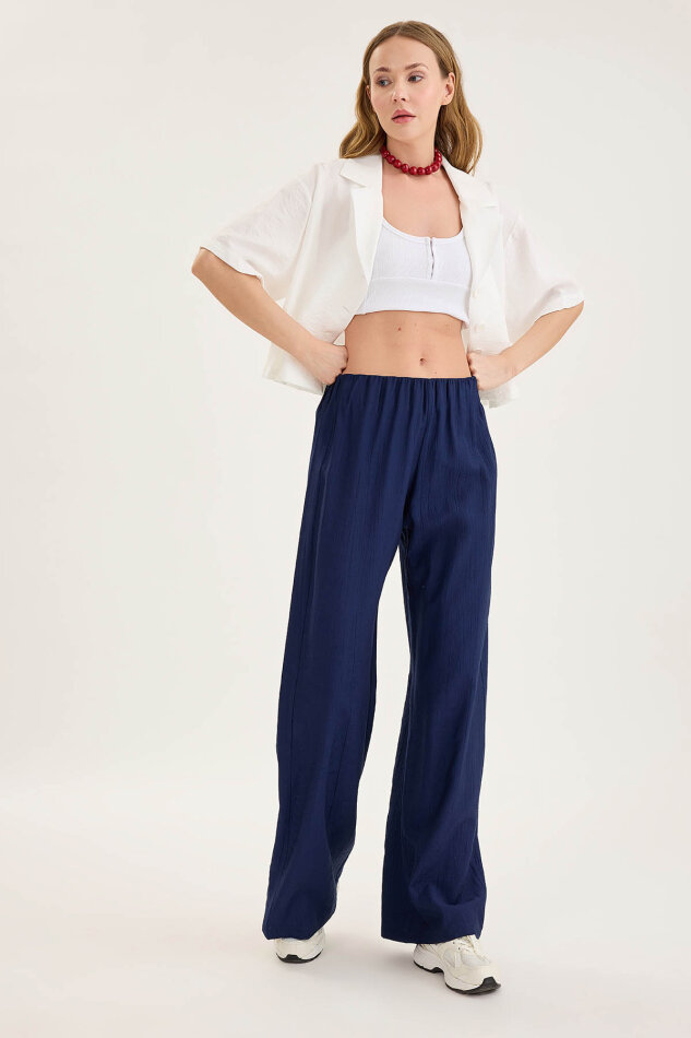 Beli Lastikli Geniş Paça Pantolon - 24