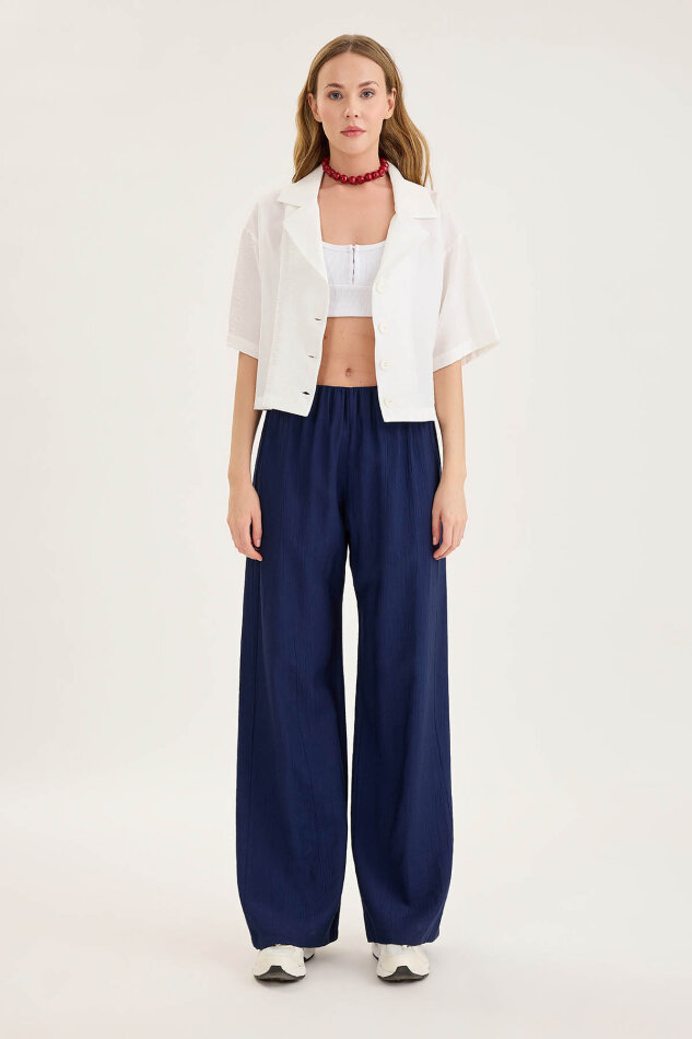 Beli Lastikli Geniş Paça Pantolon - 28