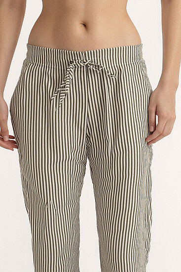 Beli Lastikli Kalın Çizgili Geniş Paça Pantolon - 10