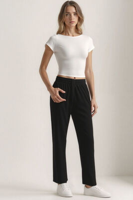 Beli Lastikli Modal Kumaş Pantolon - 8