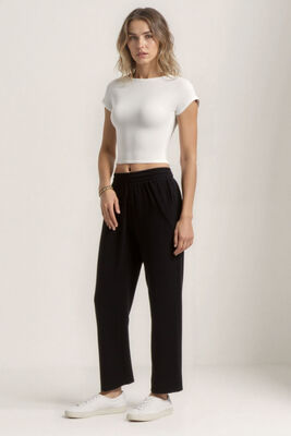 Beli Lastikli Modal Kumaş Pantolon - 9