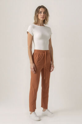 Beli Lastikli Modal Kumaş Pantolon - 17