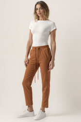 Beli Lastikli Modal Kumaş Pantolon - 18