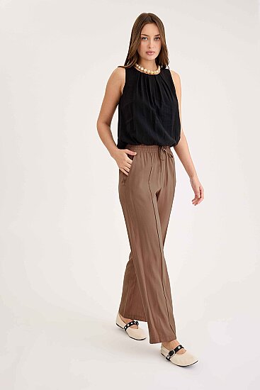 Beli Lastikli Önü Dikiş Detaylı Pantolon - 31