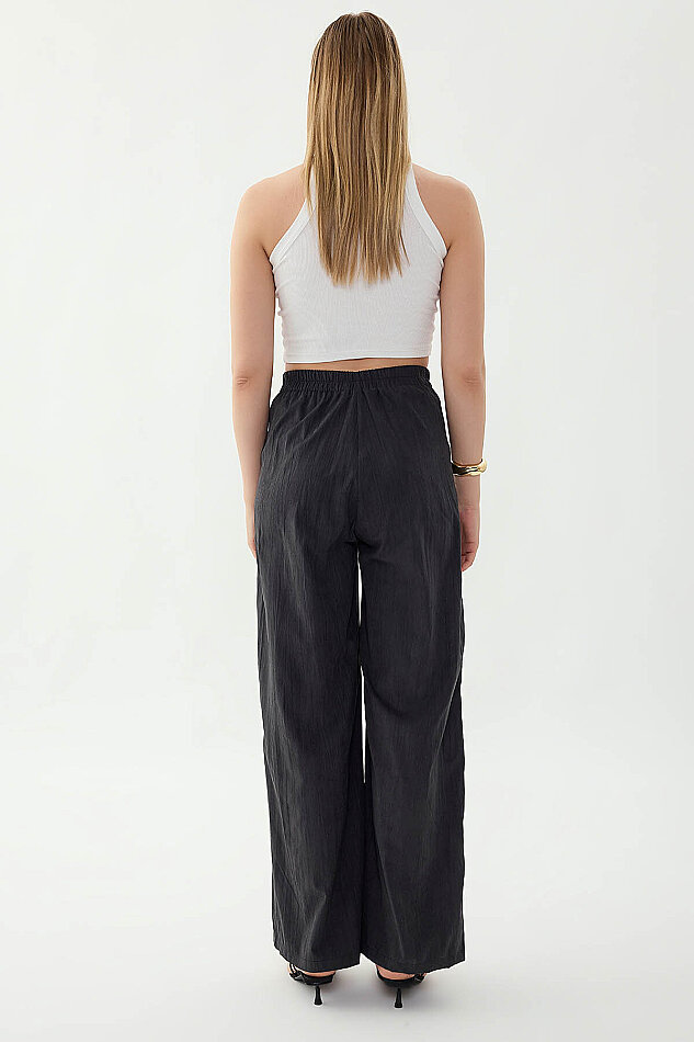 Beli Lastikli Önü Pileli Geniş Paça Pantolon - 20