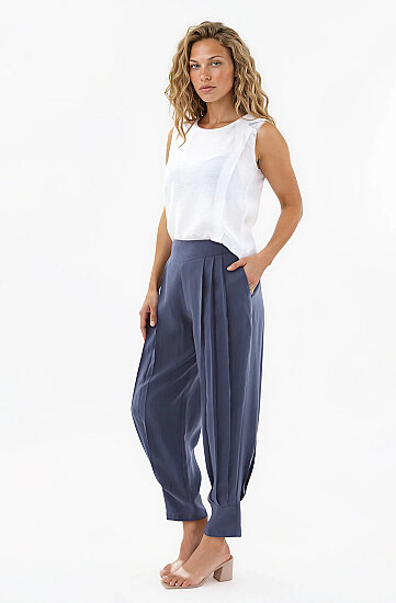 Beli Lastikli Önü Pileli Pantolon - 3