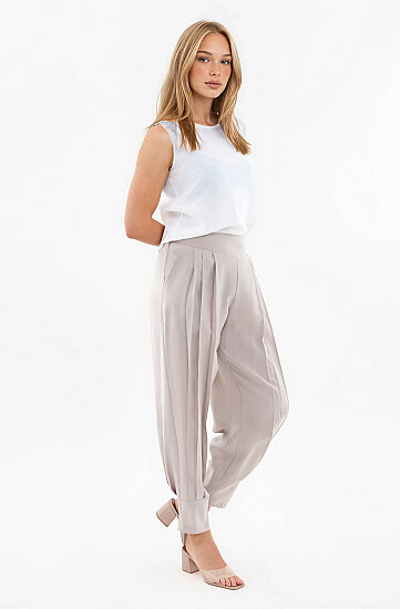 Beli Lastikli Önü Pileli Pantolon - 7