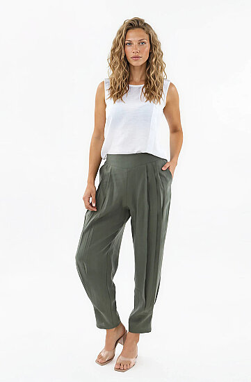 Beli Lastikli Önü Pileli Pantolon - 10