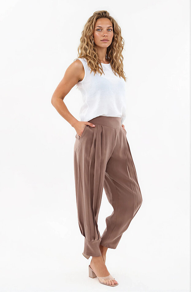 Beli Lastikli Önü Pileli Pantolon - 18