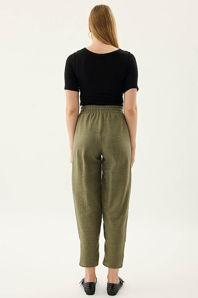 Beli Lastikli Paçası Detaylı Pantolon - 5