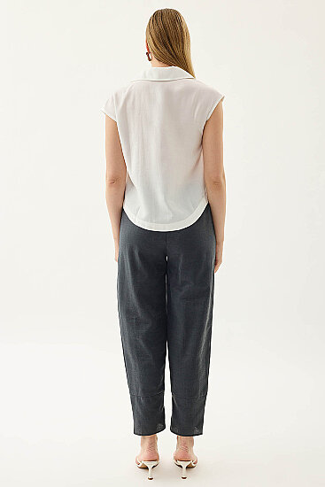 Beli Lastikli Paçası Detaylı Pantolon - 9