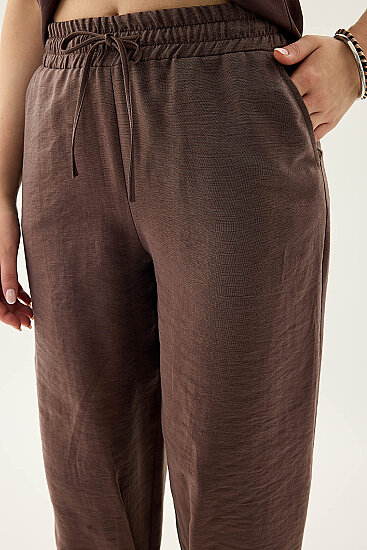 Beli Lastikli Paçası Detaylı Pantolon - 14