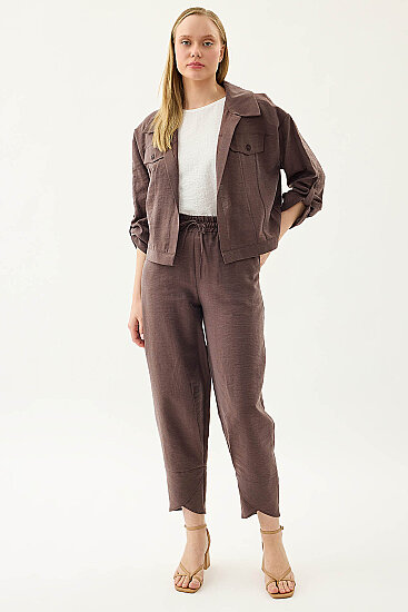 Beli Lastikli Paçası Detaylı Pantolon - 16