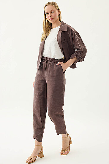 Beli Lastikli Paçası Detaylı Pantolon - 17