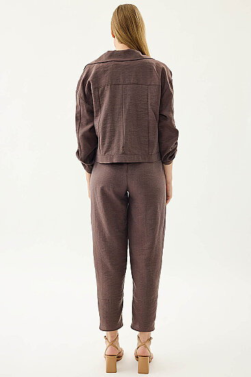 Beli Lastikli Paçası Detaylı Pantolon - 13