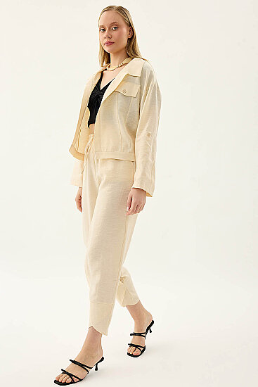 Beli Lastikli Paçası Detaylı Pantolon - 20