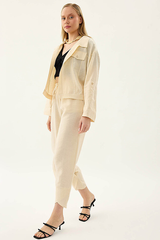 Beli Lastikli Paçası Detaylı Pantolon - 20