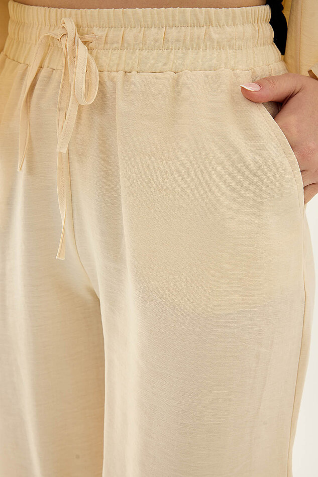 Beli Lastikli Paçası Detaylı Pantolon - 23