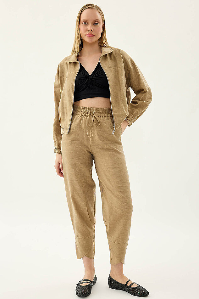 Beli Lastikli Paçası Detaylı Pantolon - 25