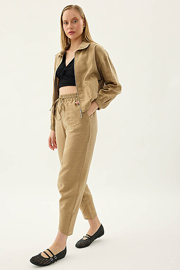 Beli Lastikli Paçası Detaylı Pantolon - 26