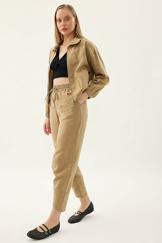 Beli Lastikli Paçası Detaylı Pantolon - 26