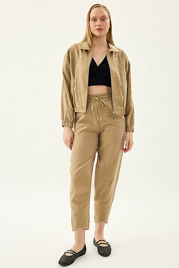 Beli Lastikli Paçası Detaylı Pantolon - 24