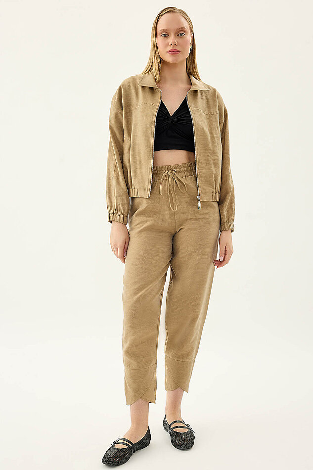 Beli Lastikli Paçası Detaylı Pantolon - 24