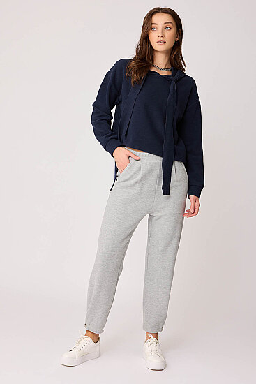 Beli Lastikli Paçası Düğmeli Triko Pantolon - 6