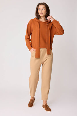 Beli Lastikli Paçası Düğmeli Triko Pantolon - Thumbnail (8)