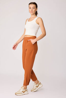 Beli Lastikli Paçası Düğmeli Triko Pantolon - Thumbnail (18)