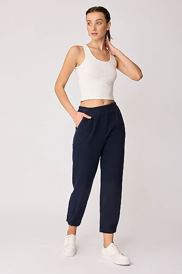 Beli Lastikli Paçası Düğmeli Triko Pantolon - 25