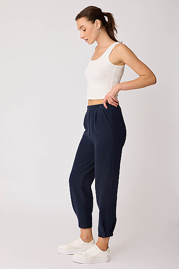 Beli Lastikli Paçası Düğmeli Triko Pantolon - 26
