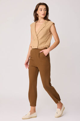 Beli Lastikli Paçası Düğmeli Triko Pantolon - Thumbnail (29)