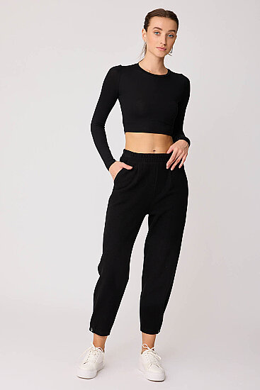 Beli Lastikli Paçası Düğmeli Triko Pantolon - 35