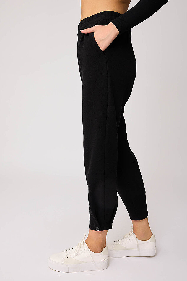 Beli Lastikli Paçası Düğmeli Triko Pantolon - 39