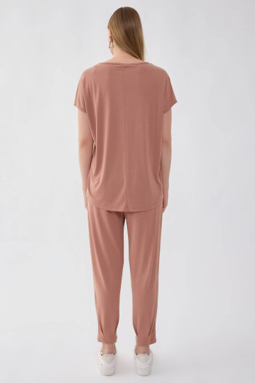 Beli Lastikli Paçası Pileli Havuç Rahat Pantolon - 12