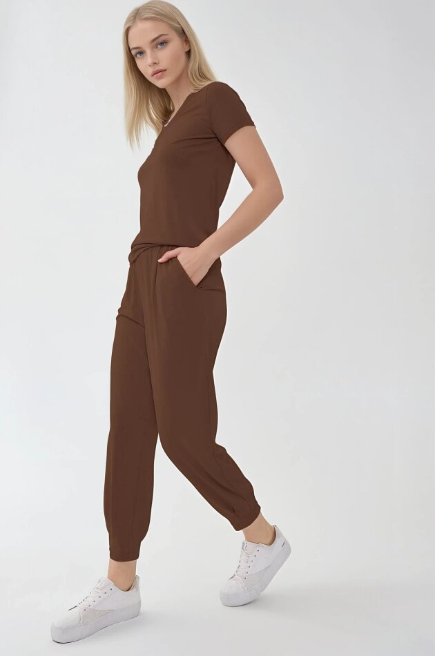 Beli Lastikli Paçası Pileli Havuç Rahat Pantolon - 15