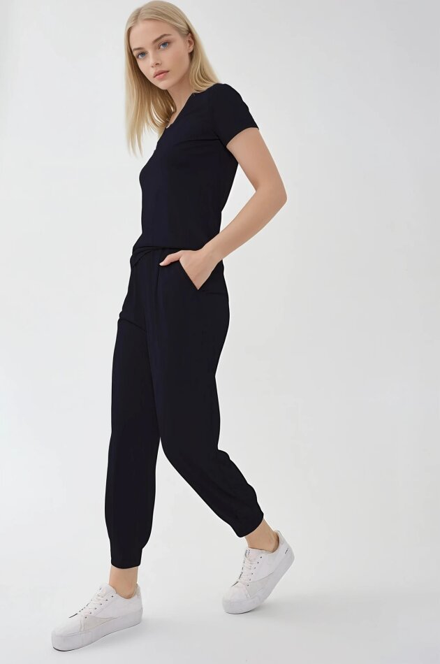 Beli Lastikli Paçası Pileli Havuç Rahat Pantolon - 19