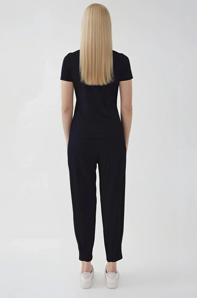 Beli Lastikli Paçası Pileli Havuç Rahat Pantolon - 20