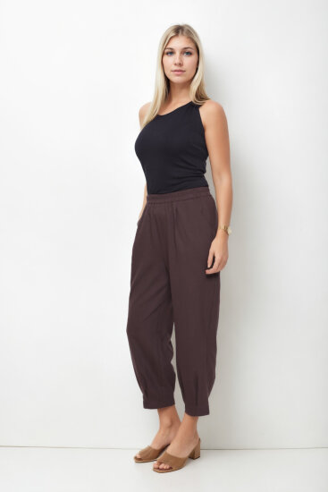 Beli Lastikli Paçası Pileli Pantolon - 2