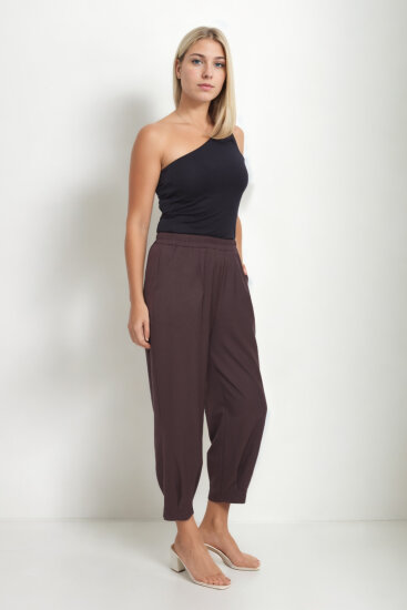 Beli Lastikli Paçası Pileli Pantolon - 3