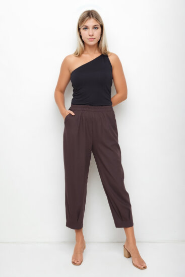 Beli Lastikli Paçası Pileli Pantolon - 4