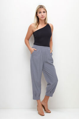 Beli Lastikli Paçası Pileli Pantolon - Thumbnail (6)