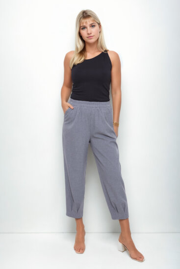 Beli Lastikli Paçası Pileli Pantolon - 8