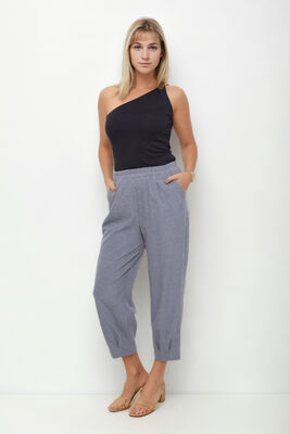 Beli Lastikli Paçası Pileli Pantolon - Thumbnail (8)