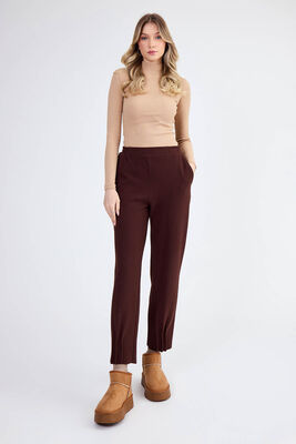 VİTRİN - Beli Lastikli Paçası Pileli Triko Pantolon