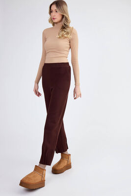 Beli Lastikli Paçası Pileli Triko Pantolon - Thumbnail (2)